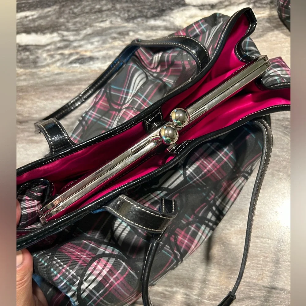 Coach Black and Pink Tartan Plaid Handbag - Picture 3 of 5